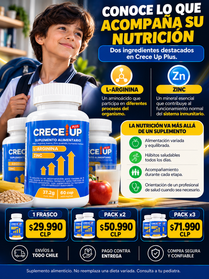 Crece Up Plus 60 cápsulas: nutrición que acompaña cada etapa del desarrollo