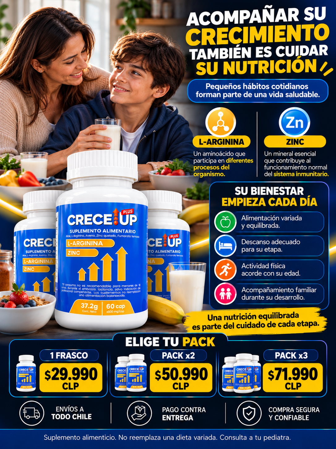 Crece Up Plus 60 cápsulas: nutrición que acompaña cada etapa del desarrollo