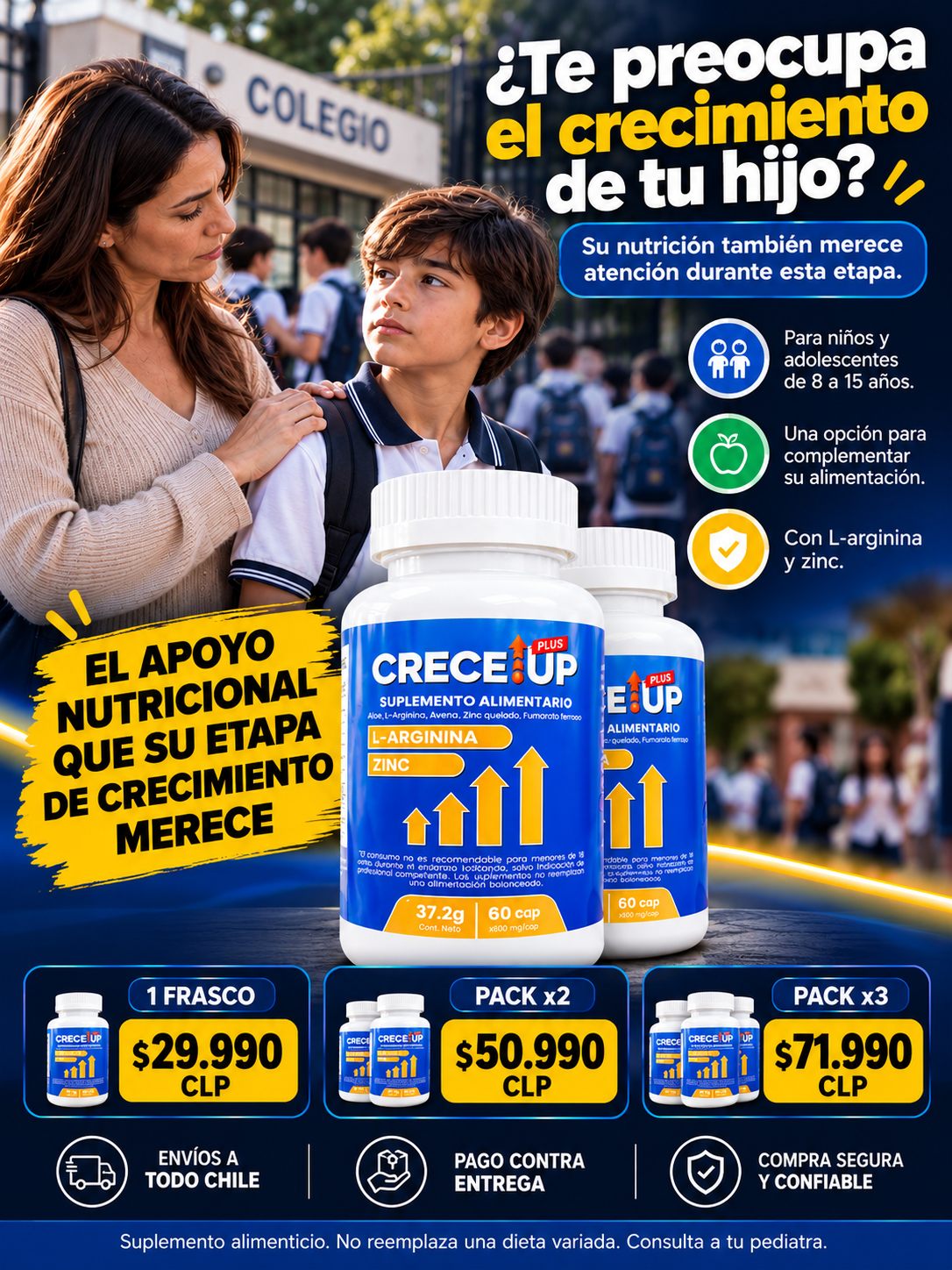 Crece Up Plus 60 cápsulas: nutrición que acompaña cada etapa del desarrollo